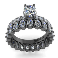 JBR Luxurious Oval Cut Eternity Sterling Silver Ring Set - JBR Jeweler