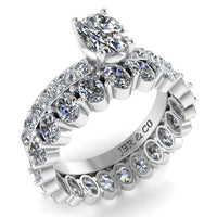 JBR Luxurious Oval Cut Eternity Sterling Silver Ring Set - JBR Jeweler