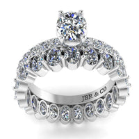 JBR Luxurious Oval Cut Eternity Sterling Silver Ring Set - JBR Jeweler