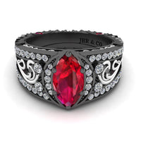 JBR Marquise Cut Ruby Engagement Ring In Sterling Silver - JBR Jeweler