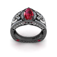 JBR Marquise Cut Ruby Engagement Ring In Sterling Silver - JBR Jeweler