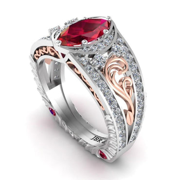 JBR Marquise Cut Ruby Engagement Ring In Sterling Silver - JBR Jeweler