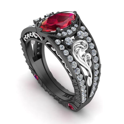 JBR Marquise Cut Ruby Engagement Ring In Sterling Silver - JBR Jeweler