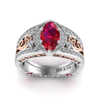 JBR Marquise Cut Ruby Engagement Ring In Sterling Silver - JBR Jeweler