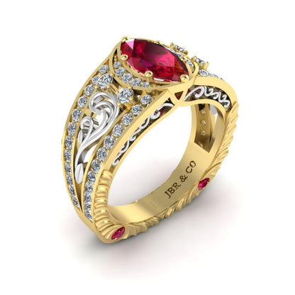 JBR Marquise Cut Ruby Engagement Ring In Sterling Silver - JBR Jeweler