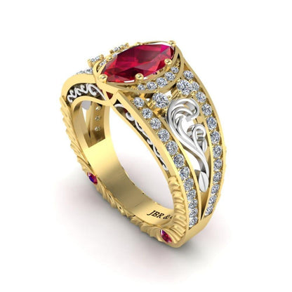 JBR Marquise Cut Ruby Engagement Ring In Sterling Silver - JBR Jeweler