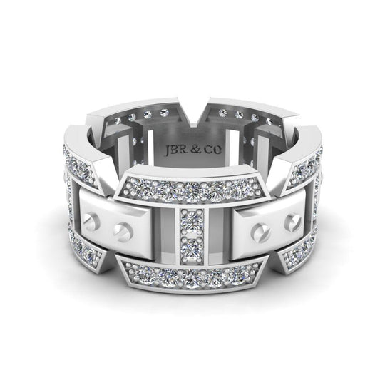 JBR Mechanical Split Shank Sterling Silver Men's Band - JBR Jeweler