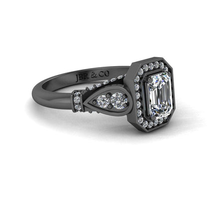 JBR Milgrain Cathedral Halo Sterling Silver Engagement Ring - JBR Jeweler