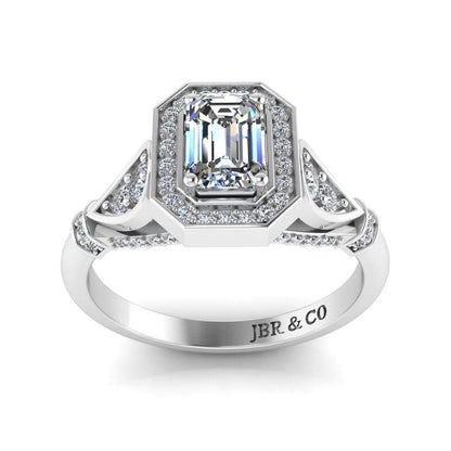 JBR Milgrain Cathedral Halo Sterling Silver Engagement Ring - JBR Jeweler