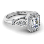 JBR Milgrain Cathedral Halo Sterling Silver Engagement Ring - JBR Jeweler