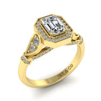 JBR Milgrain Cathedral Halo Sterling Silver Engagement Ring - JBR Jeweler