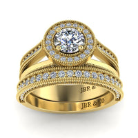 JBR Milgrain Round Cut Sterling Silver Ring Set - JBR Jeweler