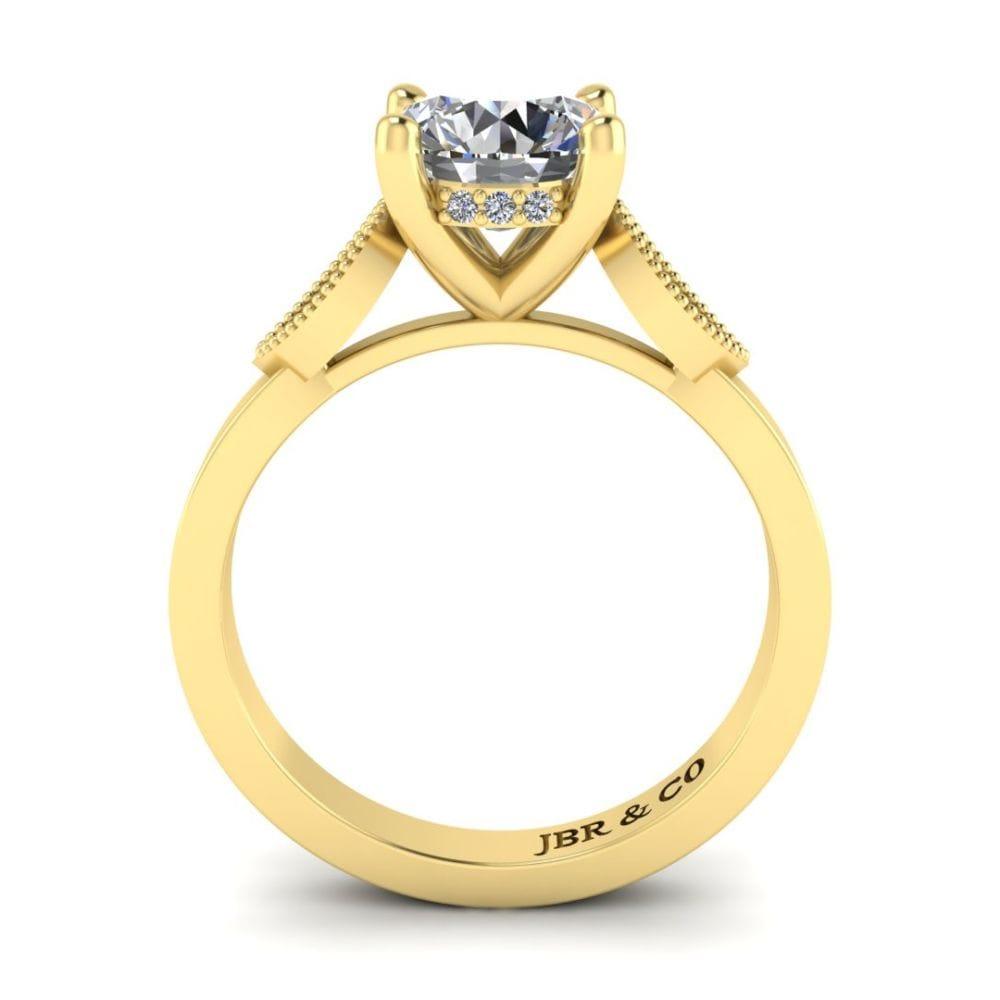 JBR Milgrain Three Stone Round Cut Sterling Silver Ring - JBR Jeweler