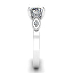JBR Milgrain Three Stone Round Cut Sterling Silver Ring - JBR Jeweler