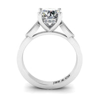 JBR Milgrain Three Stone Round Cut Sterling Silver Ring - JBR Jeweler