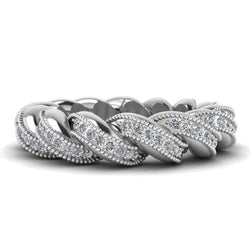 JBR Milgrain Twist Round Cut Sterling Silver Band - JBR Jeweler