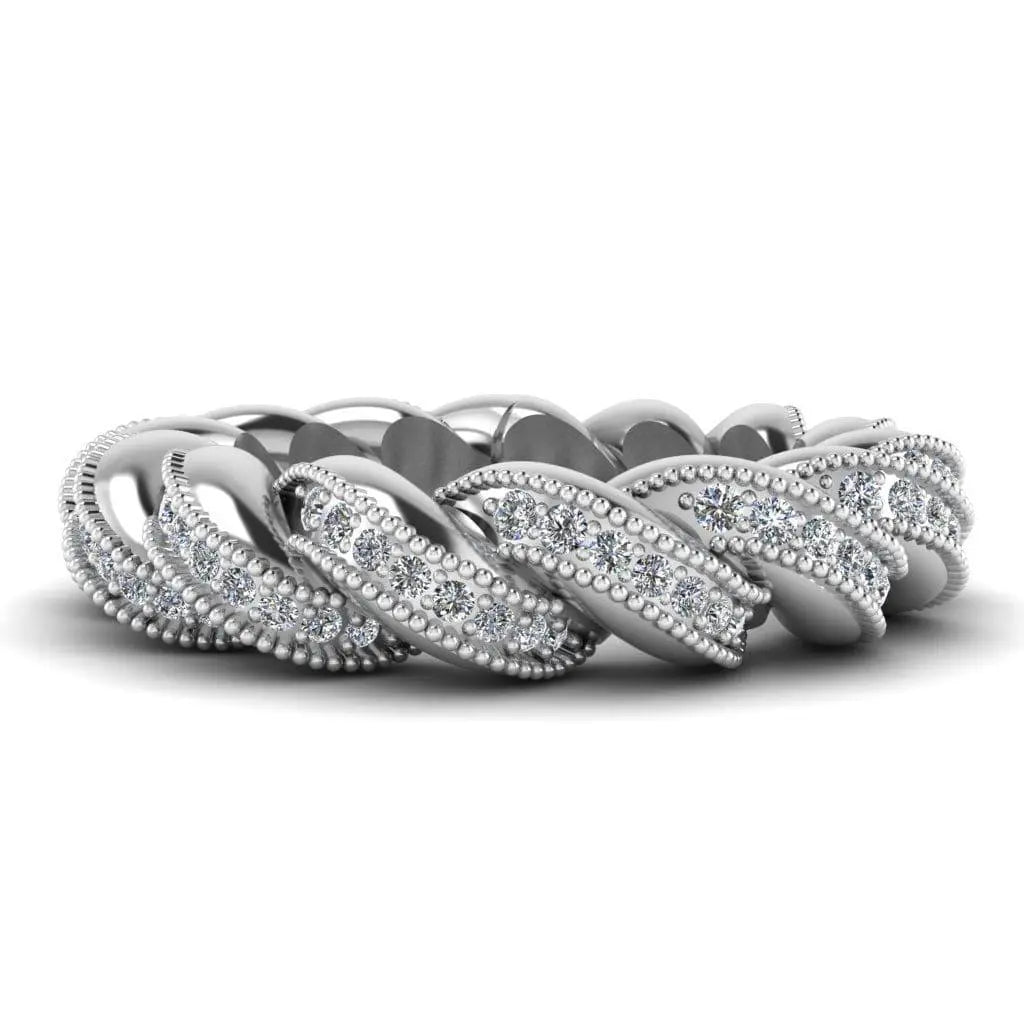 JBR Milgrain Twist Round Cut Sterling Silver Band - JBR Jeweler