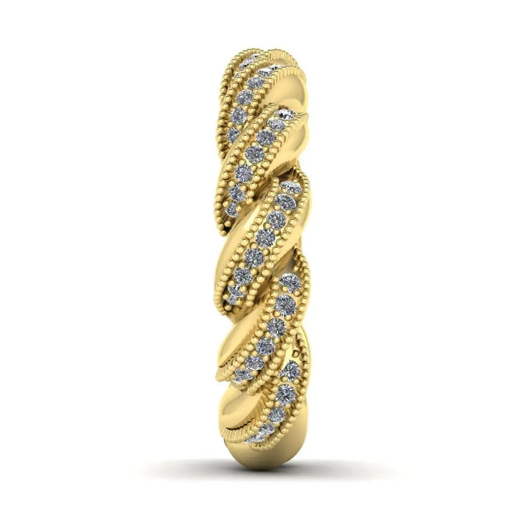 JBR Milgrain Twist Round Cut Sterling Silver Band - JBR Jeweler