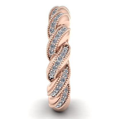 JBR Milgrain Twist Round Cut Sterling Silver Band - JBR Jeweler