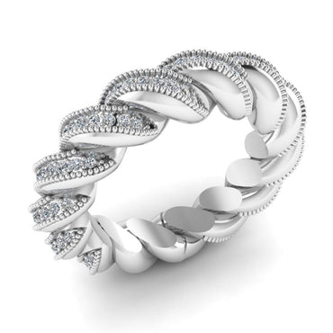 JBR Milgrain Twist Round Cut Sterling Silver Band - JBR Jeweler