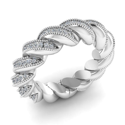 JBR Milgrain Twist Round Cut Sterling Silver Band - JBR Jeweler