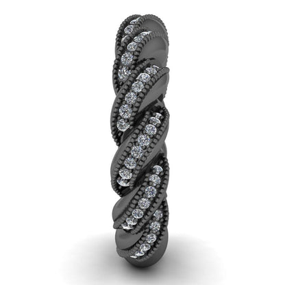 JBR Milgrain Twist Round Cut Sterling Silver Band - JBR Jeweler