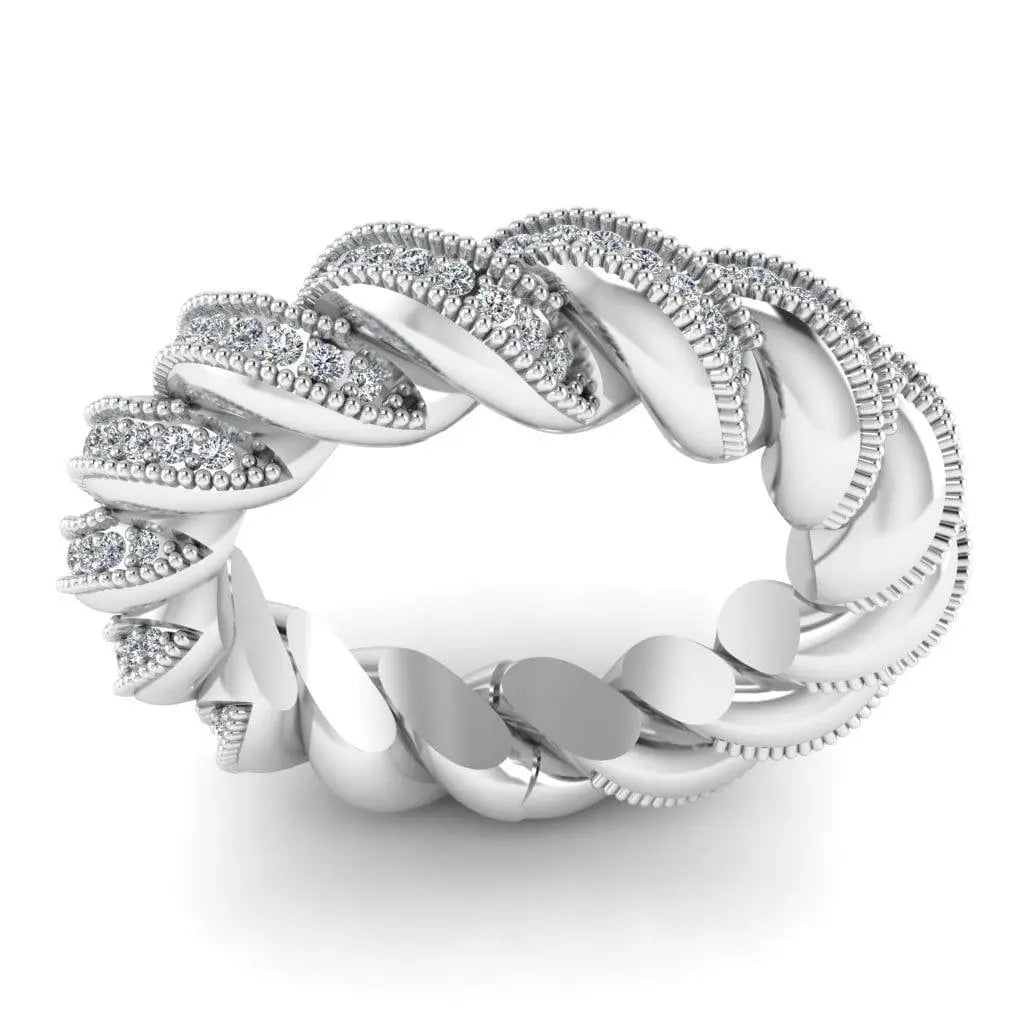 JBR Milgrain Twist Round Cut Sterling Silver Band - JBR Jeweler
