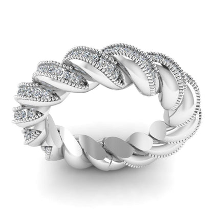 JBR Milgrain Twist Round Cut Sterling Silver Band - JBR Jeweler