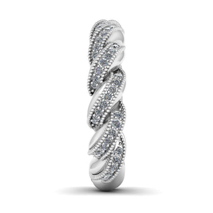 JBR Milgrain Twist Round Cut Sterling Silver Band - JBR Jeweler