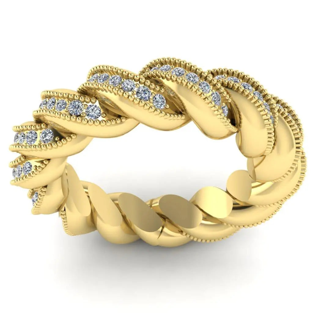 JBR Milgrain Twist Round Cut Sterling Silver Band - JBR Jeweler