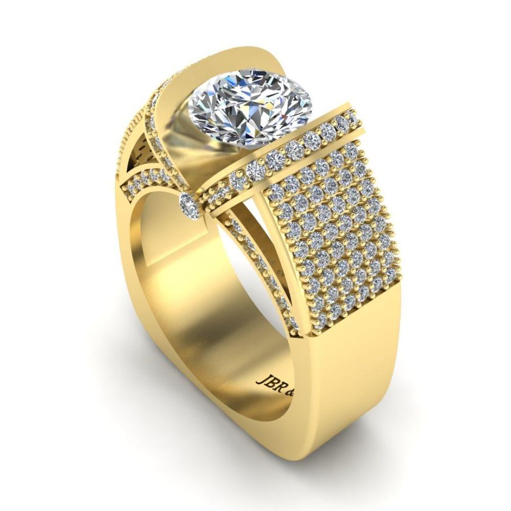 JBR Modern Tension Set Round Cut Engagement Ring In Sterling Silver - JBR Jeweler