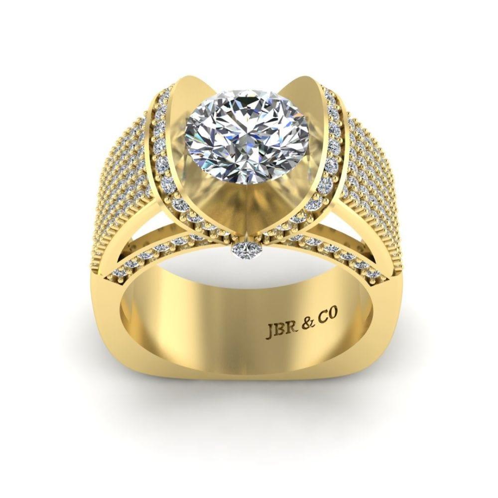 JBR Modern Tension Set Round Cut Engagement Ring In Sterling Silver - JBR Jeweler