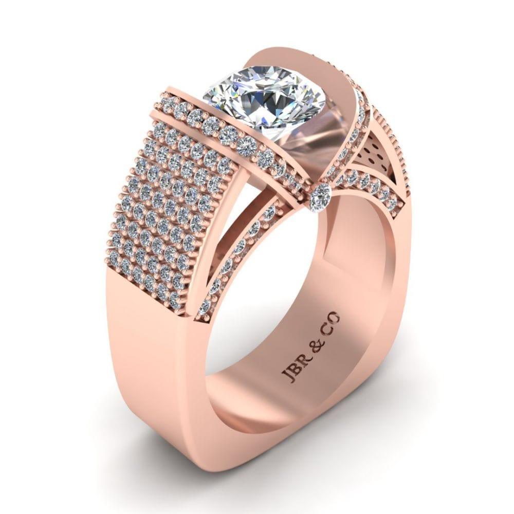 JBR Modern Tension Set Round Cut Engagement Ring In Sterling Silver - JBR Jeweler