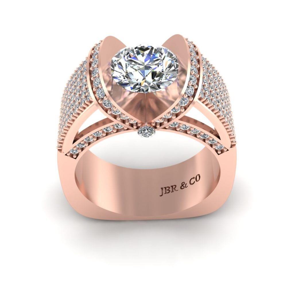 JBR Modern Tension Set Round Cut Engagement Ring In Sterling Silver - JBR Jeweler