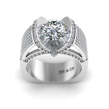 JBR Modern Tension Set Round Cut Engagement Ring In Sterling Silver - JBR Jeweler