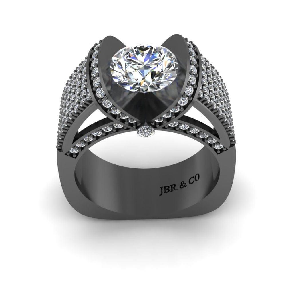 JBR Modern Tension Set Round Cut Engagement Ring In Sterling Silver - JBR Jeweler