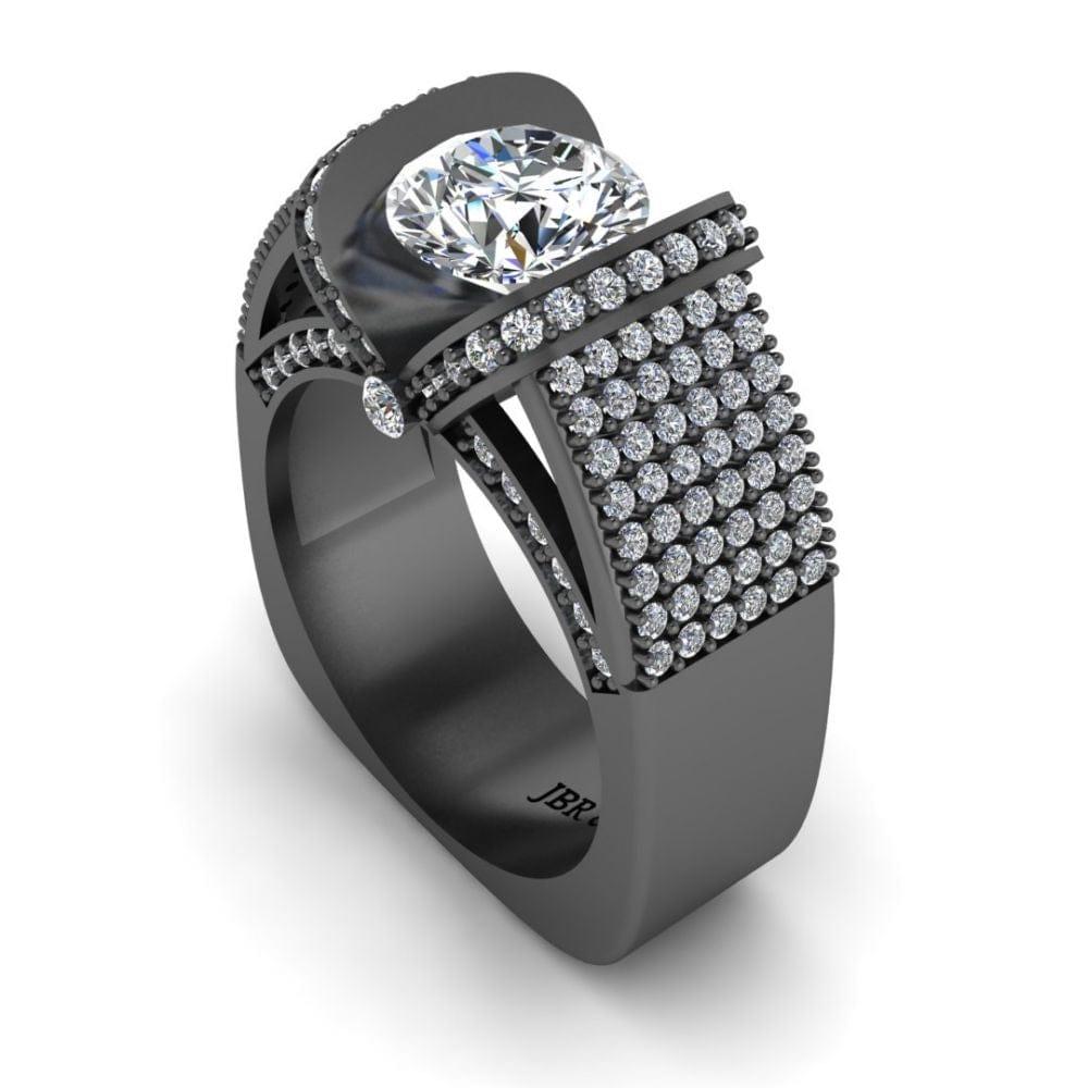 JBR Modern Tension Set Round Cut Engagement Ring In Sterling Silver - JBR Jeweler