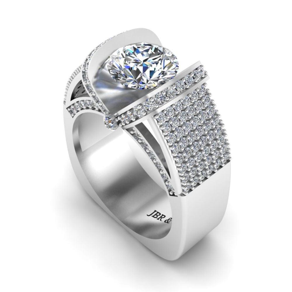 JBR Modern Tension Set Round Cut Engagement Ring In Sterling Silver - JBR Jeweler