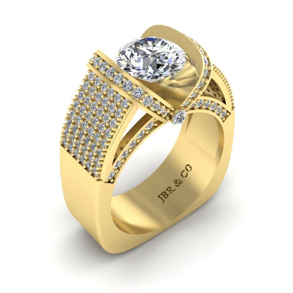 JBR Modern Tension Set Round Cut Engagement Ring In Sterling Silver - JBR Jeweler