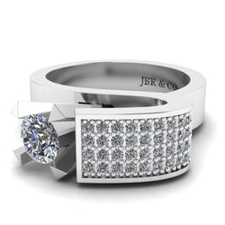 JBR Modern Unique Style Round Cut Sterling Silver Ring for Men and Women - JBR Jeweler