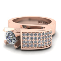 JBR Jeweler Silver Ring 3 / Silver Rose Gold Plated JBR Modern Unique Style Round Cut Sterling Silver Ring for Men and Women