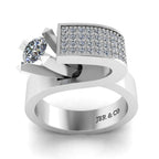 JBR Modern Unique Style Round Cut Sterling Silver Ring for Men and Women - JBR Jeweler