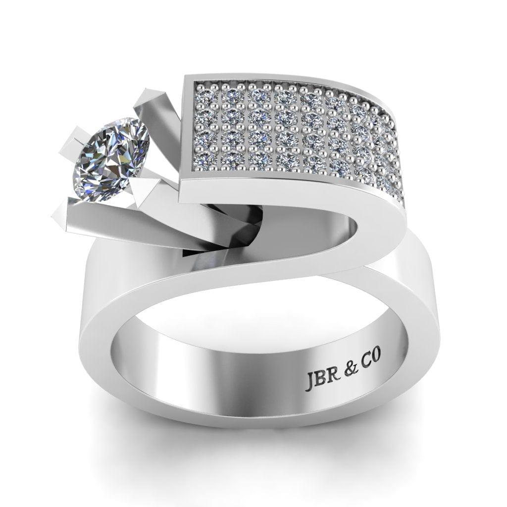 JBR Modern Unique Style Round Cut Sterling Silver Ring for Men and Women - JBR Jeweler