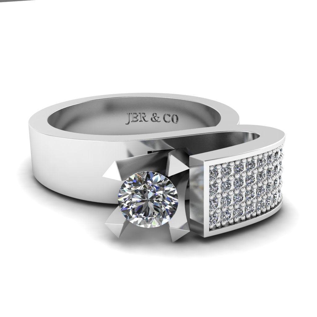 JBR Modern Unique Style Round Cut Sterling Silver Ring for Men and Women - JBR Jeweler