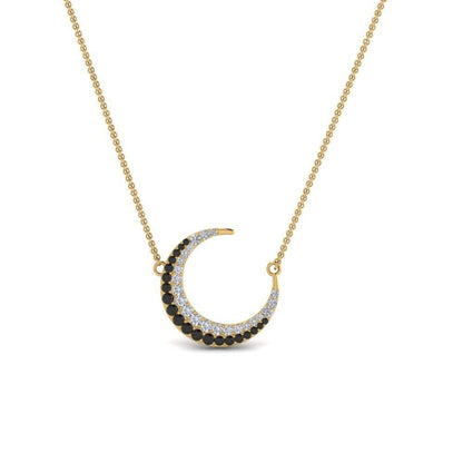 JBR Moon Black & White Diamonds Sterling Silver Chain Necklace - JBR Jeweler