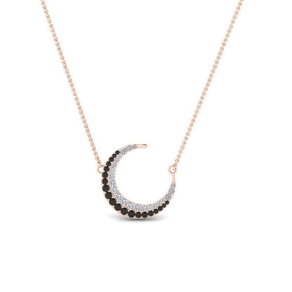 JBR Moon Black & White Diamonds Sterling Silver Chain Necklace - JBR Jeweler