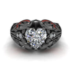 JBR Ocean Dolphin 1.80CT Heart Cut Red Enamels Sterling Silver Ring - JBR Jeweler