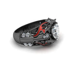 JBR Ocean Dolphin 1.80CT Heart Cut Red Enamels Sterling Silver Ring - JBR Jeweler