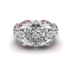 JBR Ocean Dolphin 1.80CT Heart Cut Red Enamels Sterling Silver Ring - JBR Jeweler