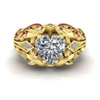 JBR Ocean Dolphin 1.80CT Heart Cut Red Enamels Sterling Silver Ring - JBR Jeweler